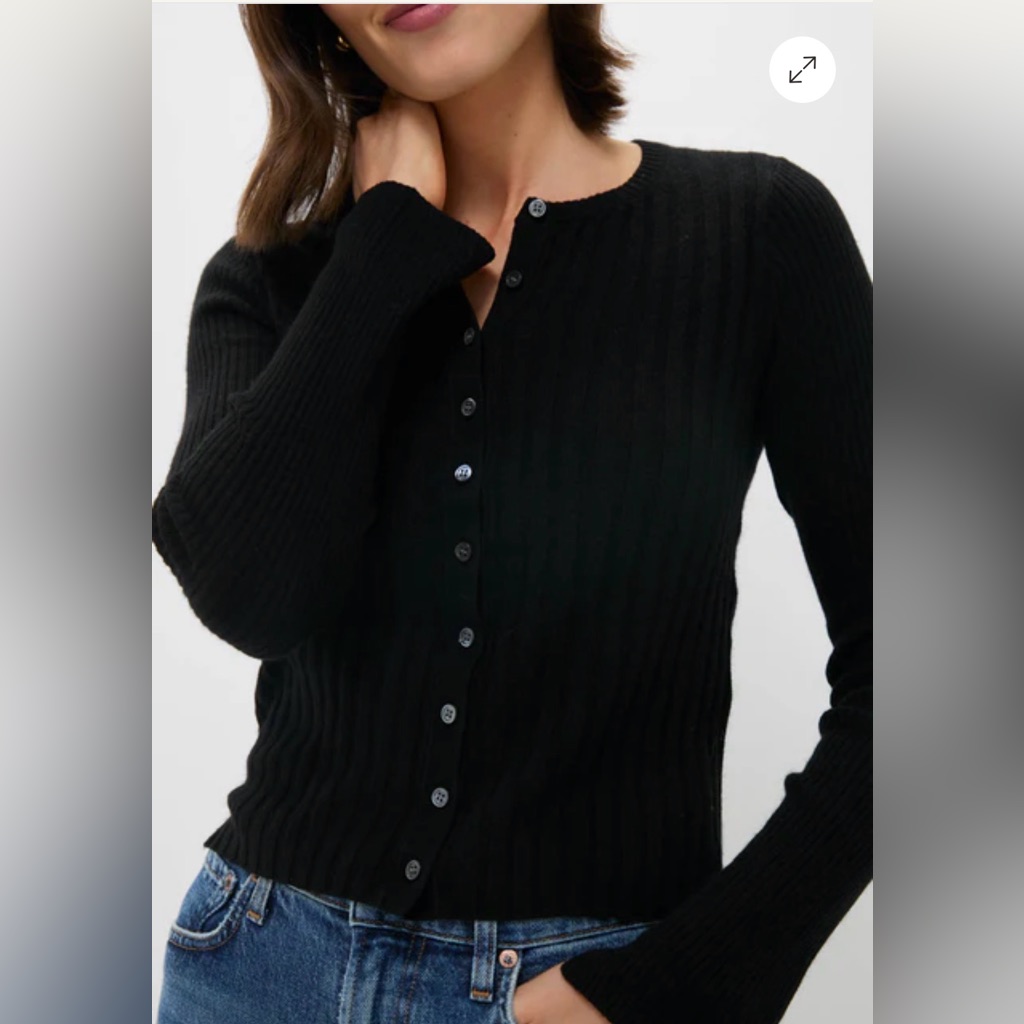 Alex Mill Black Ribbed Button-Up Cardigan — image 2 of 7